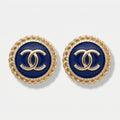 Gold-Tone Rope Border Navy Blue upcycled Earrings