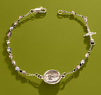 Oro Laminado Gold filled Tricolor 4mm Bead Rosary Bracelet