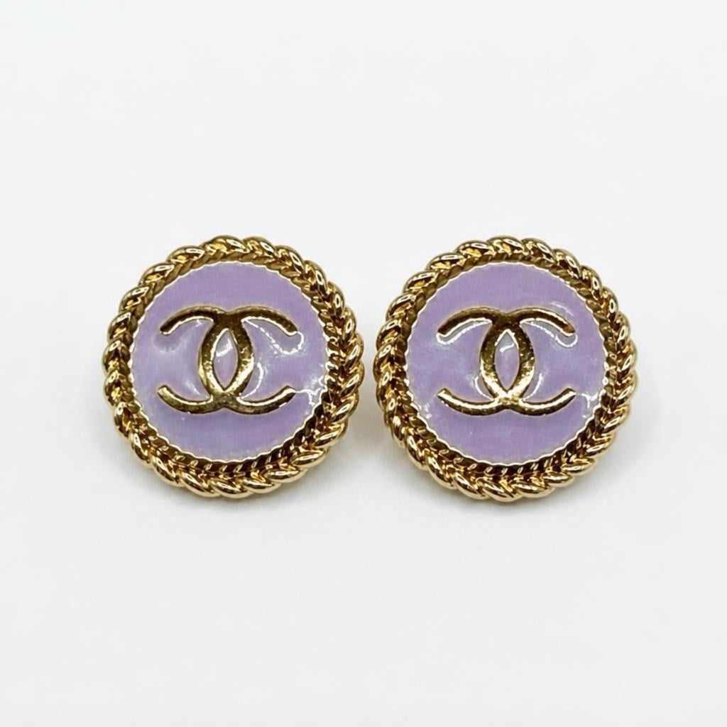 Upcycled Button Earrings – Lilac & Gold Edition earring studs