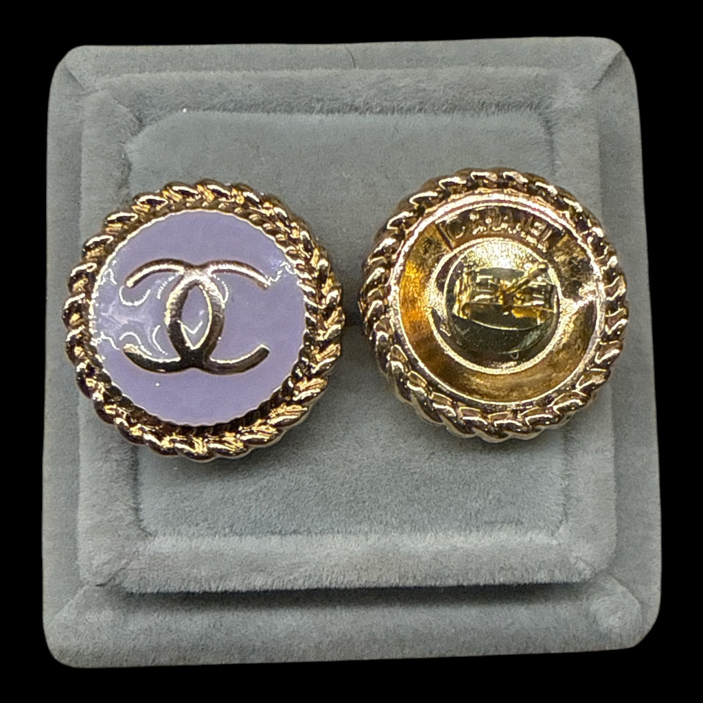 Upcycled Button Earrings – Lilac & Gold Edition earring studs
