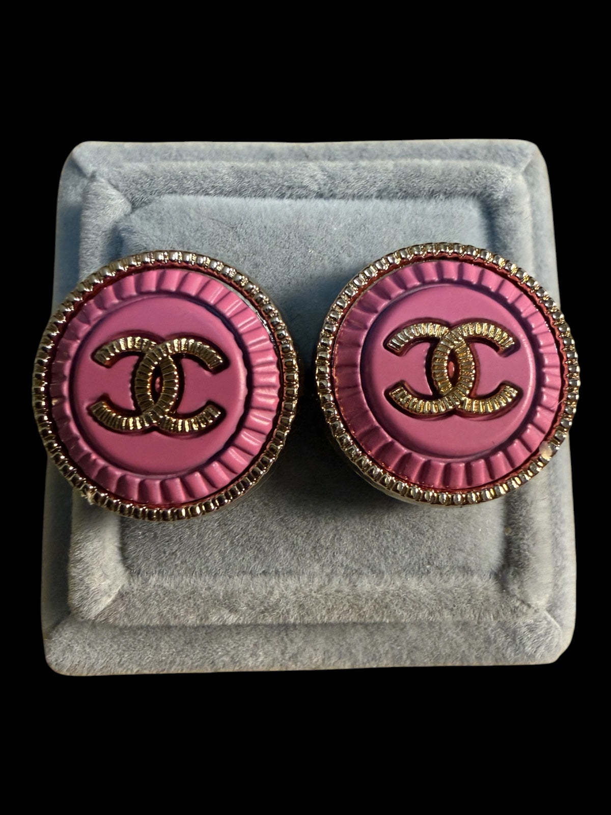 Gold & Pink upcycled stud earrings