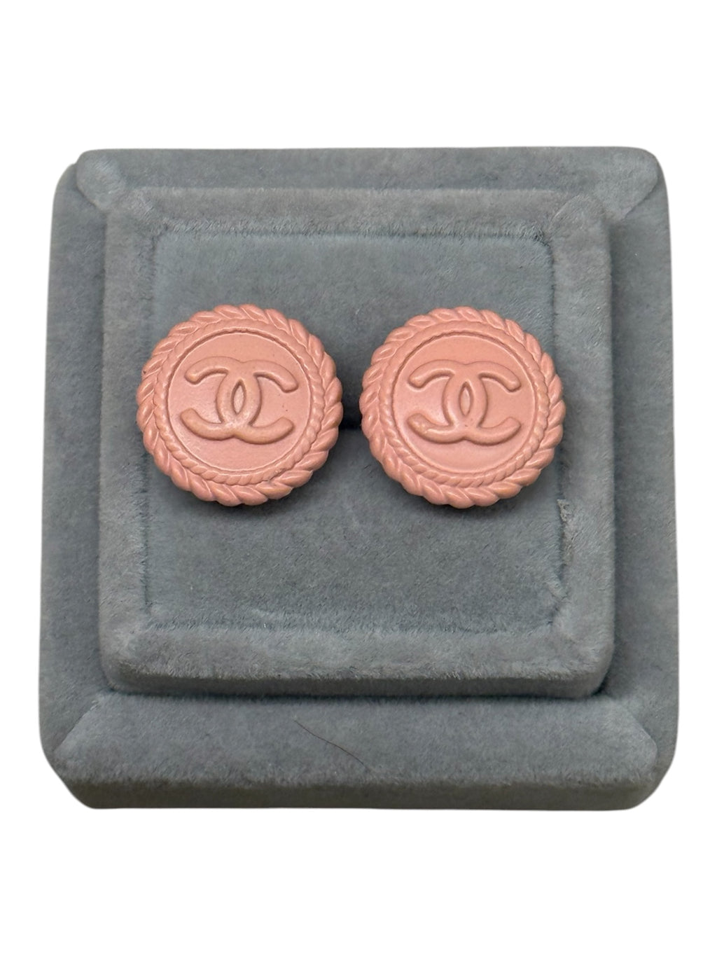 upcycled matte peach button earrings