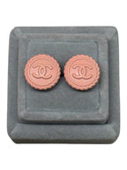 upcycled matte peach button earrings