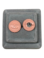 upcycled matte peach button earrings