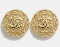 Gold-Tone Braided Round up-cycled Button Earrings