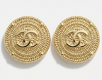 Gold-Tone Braided Round up-cycled Button Earrings