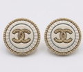 Gold & Cream up cycled Button Earring studs