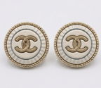 Gold & Cream up cycled Button Earring studs