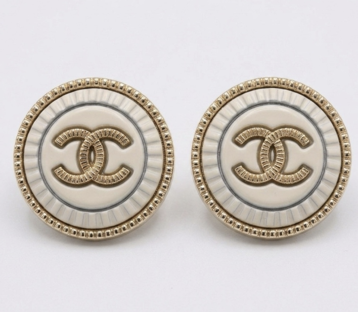 Gold & Cream up cycled Button Earring studs
