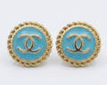 Upcycled Button Earrings – Aqua & Gold Edition earring studs