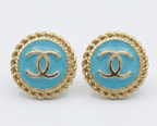 Upcycled Button Earrings – Aqua & Gold Edition earring studs