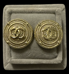 Gold-Tone Braided Round up-cycled Button Earrings
