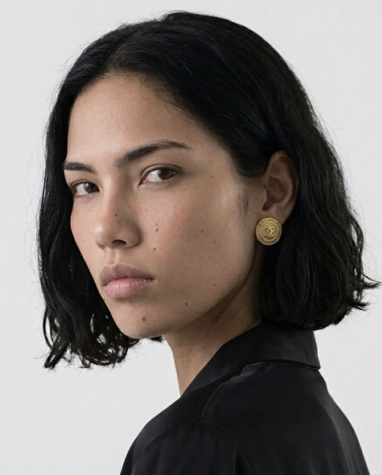 Gold-Tone Braided Round up-cycled Button Earrings