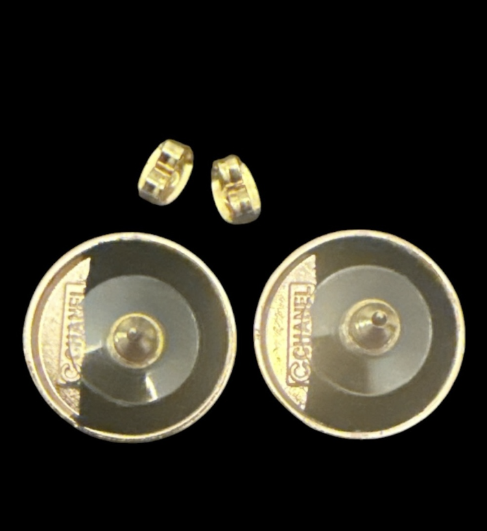 Gold & Cream up cycled Button Earring studs