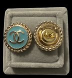 Upcycled Button Earrings – Aqua & Gold Edition earring studs