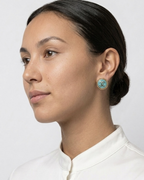Upcycled Button Earrings – Aqua & Gold Edition earring studs