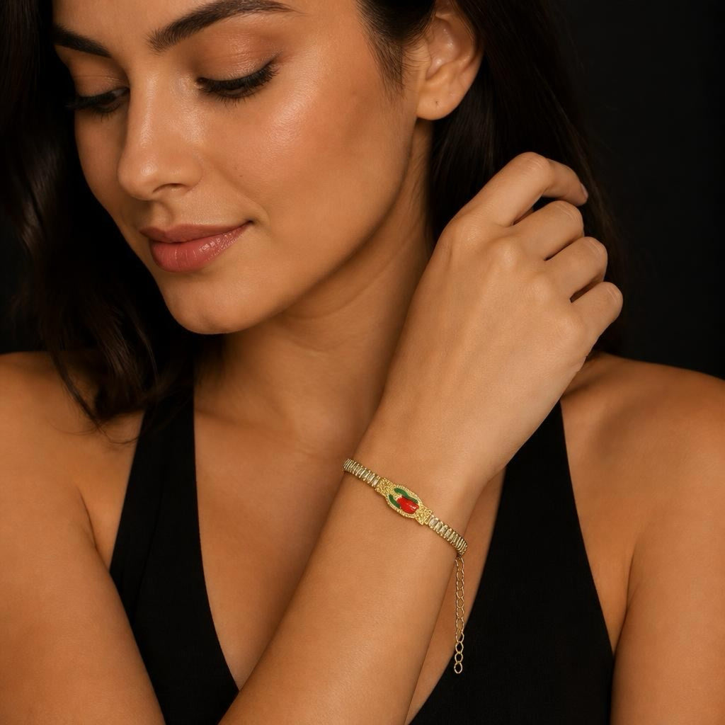 Oro Laminado Gold Filled Guadalupe Cubic Zirconia Bracelet